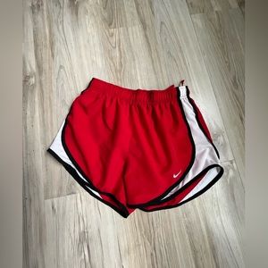 Red and black nike shorts